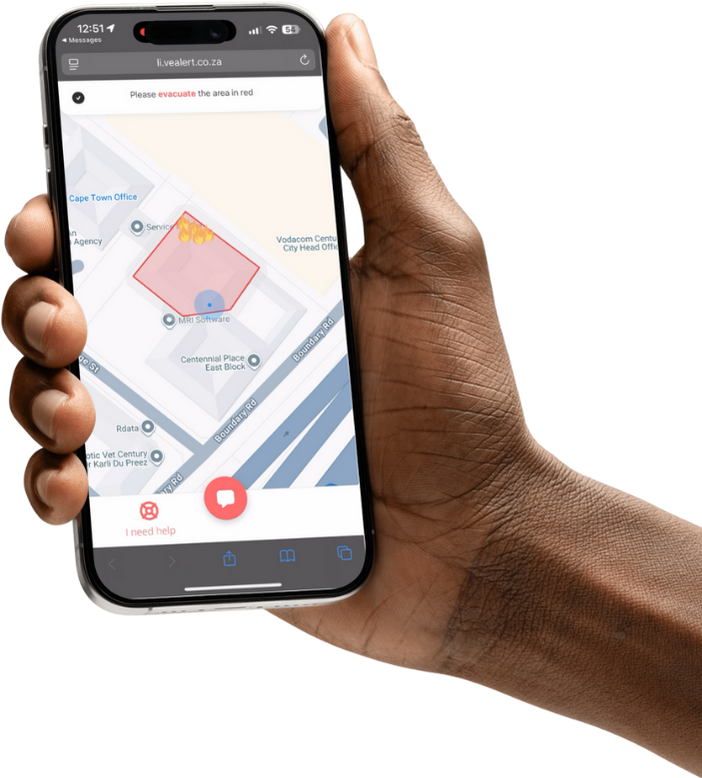 LiveAlert evacuee screen